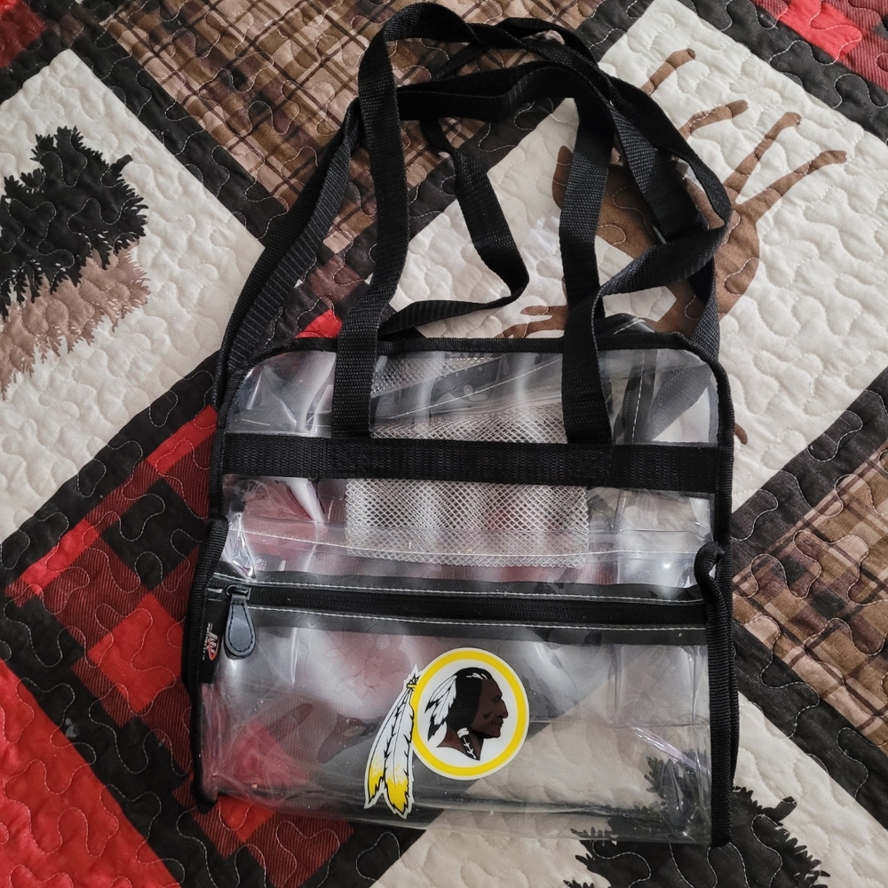 Transparent Black Trim Clear Redskins Tote Bag
